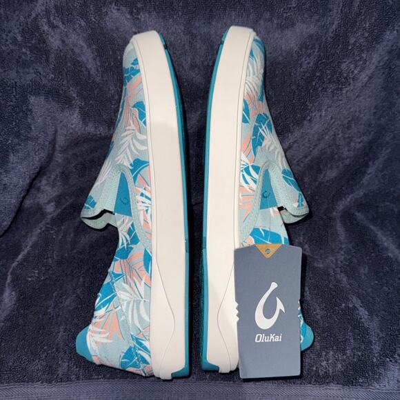 OluKai Lae'Ahi Pa'i Mens Size 10.5 Shoes Swell/Aloha Blue Floral Slip On Sneaker - Picture 6 of 11